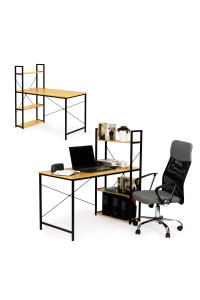 Biurko komputerowe drewniane regał z półkami loft