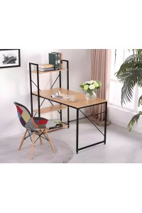 Biurko komputerowe drewniane regał z półkami loft