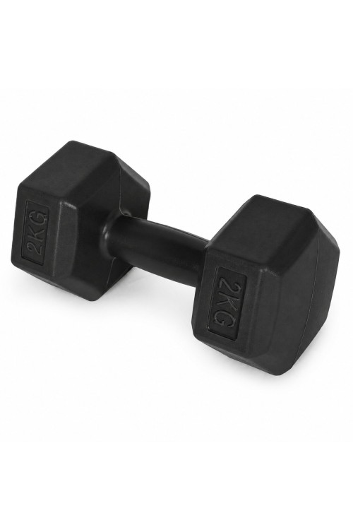 Hantle sześciokątne zestaw 2x2 kg ciężarki do ćwiczeń obciążniki fitness czarne MOVEPRO