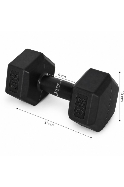 Hantle sześciokątne zestaw 2x2 kg ciężarki do ćwiczeń obciążniki fitness czarne MOVEPRO