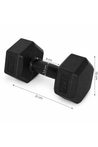 Hantle sześciokątne zestaw 2x2 kg ciężarki do ćwiczeń obciążniki fitness czarne MOVEPRO