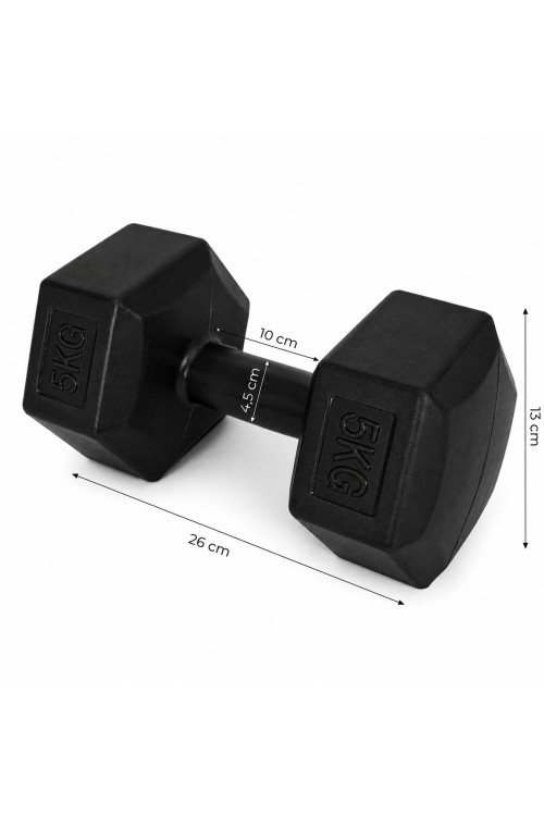 Hantle sześciokątne zestaw 2x5 kg ciężarki do ćwiczeń obciążniki fitness czarne MOVEPRO