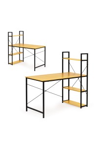 Biurko komputerowe drewniane regał z półkami loft