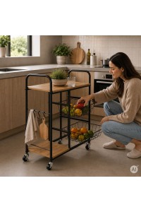 Regał na kółkach wózek kuchenny pomocnik wysuwane kosze ModenHome