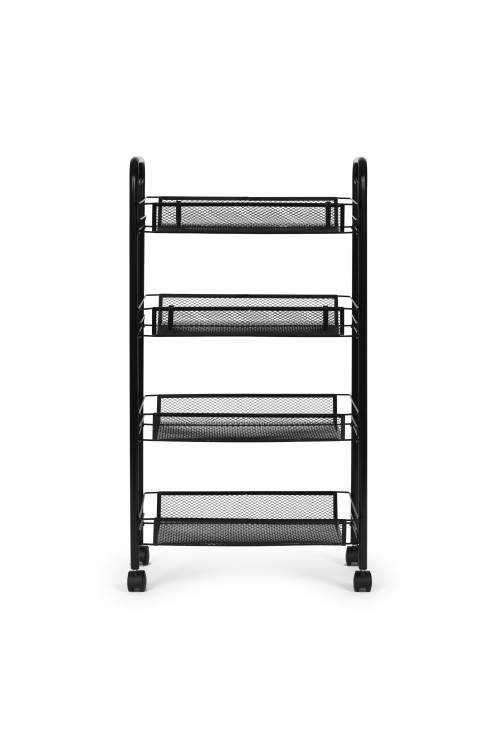 Metalowy regał mobliny organizer łazienkowy kuchenny z 4 półkami kółka czarny ModernHome