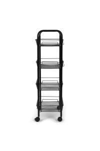 Metalowy regał mobliny organizer łazienkowy kuchenny z 4 półkami kółka czarny ModernHome