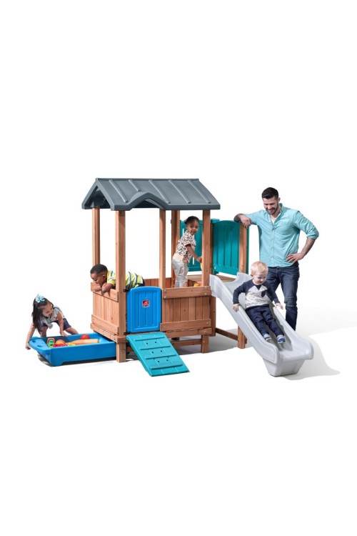 STEP2 Adventure  drewniany plac zabaw Domek Zjeżdżalnia