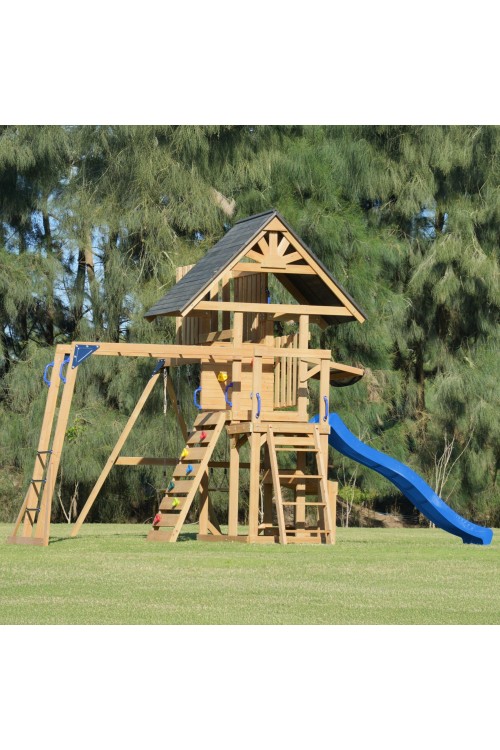 AXI Mitch play tower - Duży Plac Zabaw Drewniany Zjeżdżalnia Hustawki Ścianka Wspinaczkowa + Wieża