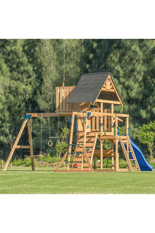 AXI Mitch play tower - Duży Plac Zabaw Drewniany Zjeżdżalnia Hustawki Ścianka Wspinaczkowa + Wieża