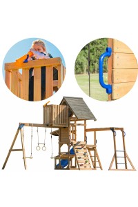 AXI Mitch play tower - Duży Plac Zabaw Drewniany Zjeżdżalnia Hustawki Ścianka Wspinaczkowa + Wieża