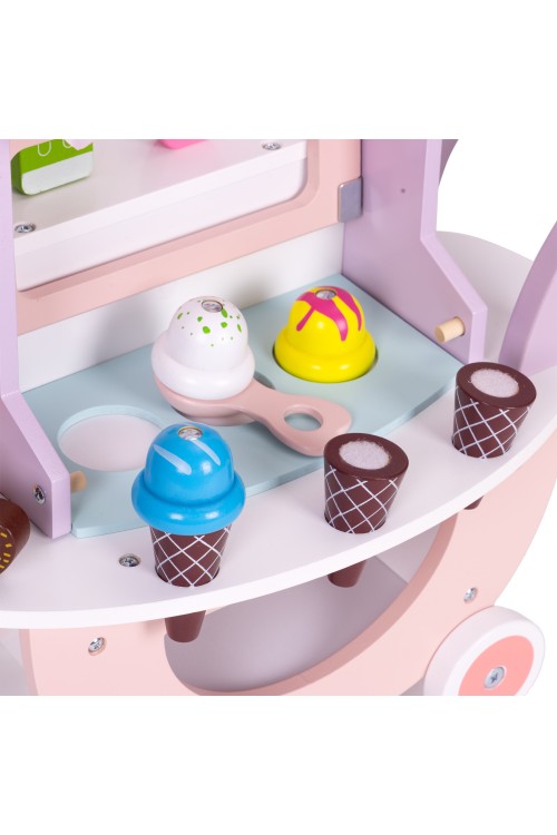 Drewniany wózek lodziarnia dla dzieci sklep 12 elementów ECOTOYS