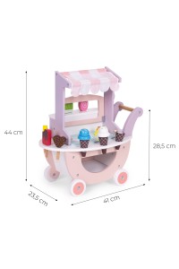 Drewniany wózek lodziarnia dla dzieci sklep 12 elementów ECOTOYS