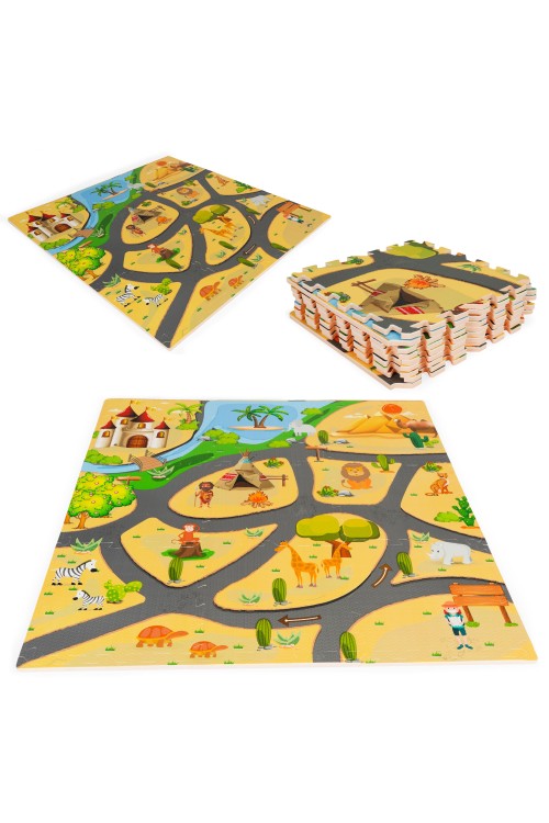 Mata piankowa dla dzieci puzzle safari 9 elementów 93x93 cm ECOTOYS