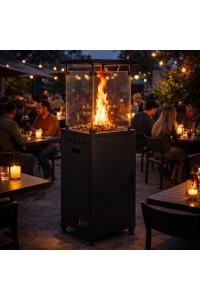 Ogrzewacz gazowy promiennik grzejnik 13 kW szklany na ogród patio reduktor kamienie wulkaniczne pokrowiec MultiGarden