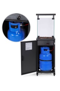 Ogrzewacz gazowy promiennik grzejnik 13 kW szklany na ogród patio reduktor kamienie wulkaniczne pokrowiec MultiGarden