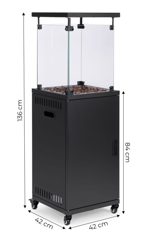 Ogrzewacz gazowy promiennik grzejnik 13 kW szklany na ogród patio reduktor kamienie wulkaniczne pokrowiec MultiGarden