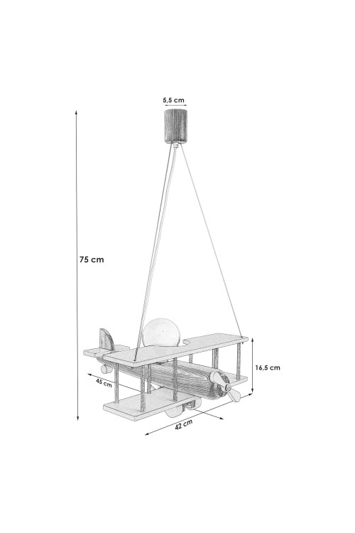 Lampa wisząca Samolot duży szaro-biały