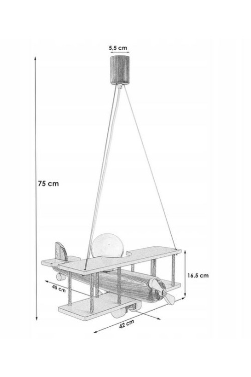 Lampa wisząca Samolot duży szaro-biały