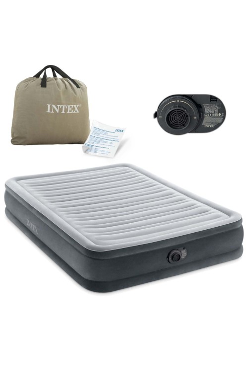 Materac łóżko do spania dwuosobowy z pompką automatyczną 191x137 cm INTEX 67768