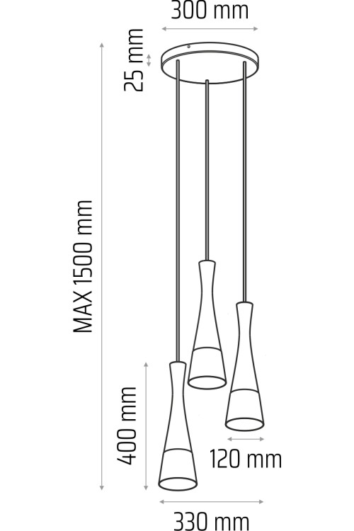 Lampa wisząca szara Vegas2 3pł (plafon)