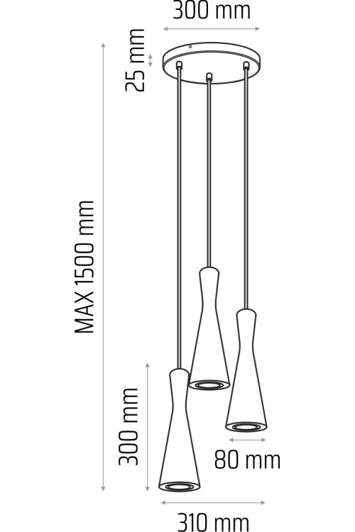 Lampa wisząca dąb Vegas 3pł (plafon)