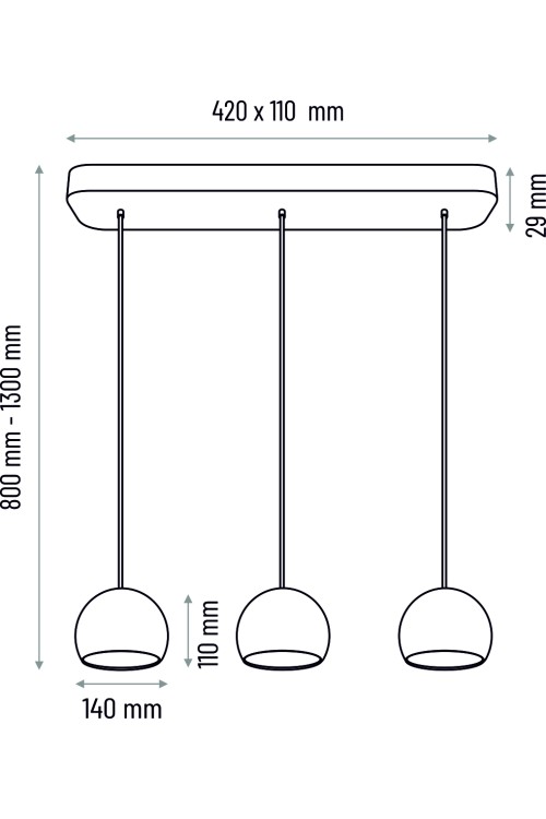 Lampa wisząca czarna Balli Kule 3pł