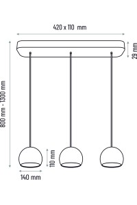 Lampa wisząca czarna Balli Kule 3pł