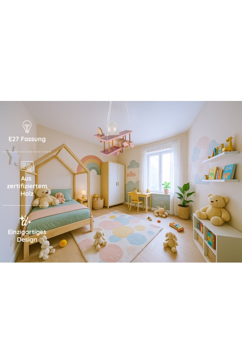 Lampa wisząca Samolot mały - naturalno-różowy