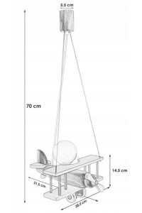 Lampa wisząca Samolot mały - naturalno-różowy