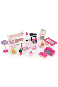 Drewniany domek dla lalek z windą XXL zjeżdżalnia ECOTOYS