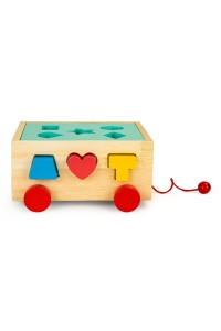 Drewniany wózek sorter z klockami kostka edukacyjna dla dzieci ECOTOYS