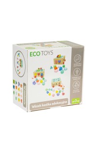 Drewniany wózek sorter z klockami kostka edukacyjna dla dzieci ECOTOYS