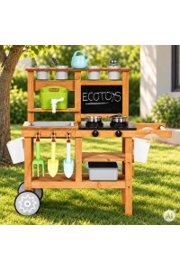 Kuchnia błotna ogrodowa outdoor dla dzieci z akcesoriami tablica kredowa ECOTOYS