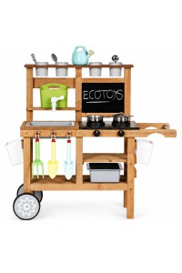 Kuchnia błotna ogrodowa outdoor dla dzieci z akcesoriami tablica kredowa ECOTOYS