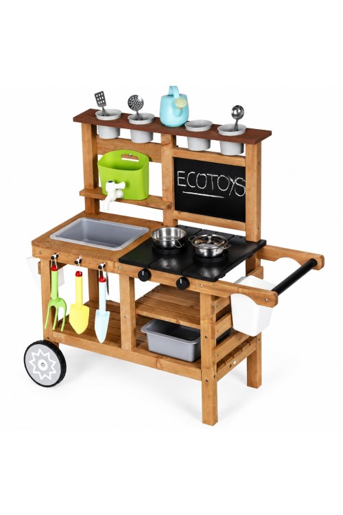 Kuchnia błotna ogrodowa outdoor dla dzieci z akcesoriami tablica kredowa ECOTOYS