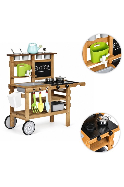 Kuchnia błotna ogrodowa outdoor dla dzieci z akcesoriami tablica kredowa ECOTOYS
