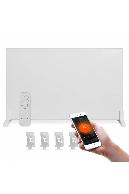 Grzejnik na podczerwień z wyświetlaczem LED panel grzewczy 60x120 cm promiennik IR 1200W WIFI