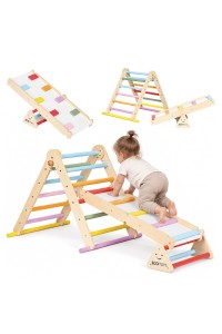 Drewniany plac zabaw dla dzieci zestaw wspinaczkowy Montessori drabinka równoważnia LUNA ECOTOYS