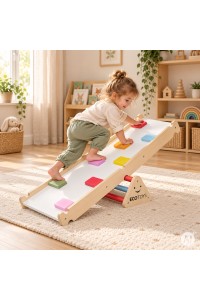 Drewniany plac zabaw dla dzieci zestaw wspinaczkowy Montessori drabinka równoważnia LUNA ECOTOYS
