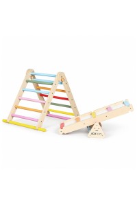 Drewniany plac zabaw dla dzieci zestaw wspinaczkowy Montessori drabinka równoważnia LUNA ECOTOYS