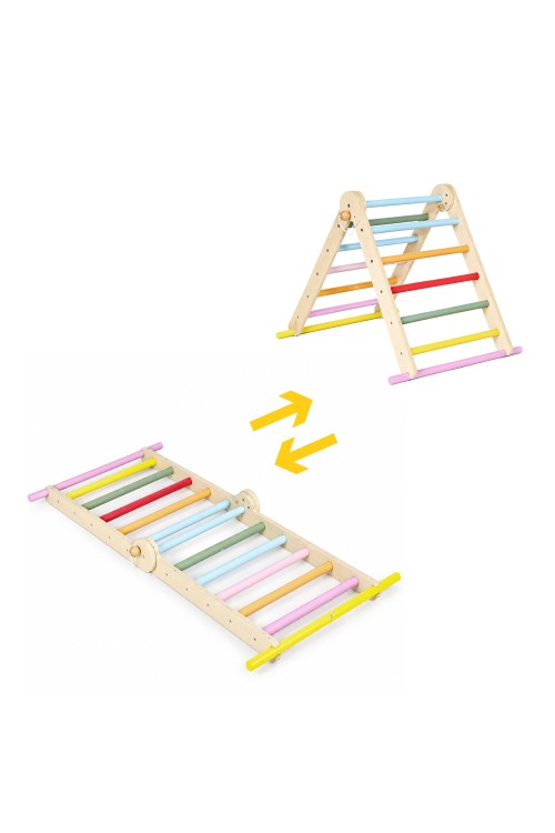 Drewniany plac zabaw dla dzieci zestaw wspinaczkowy Montessori drabinka równoważnia LUNA ECOTOYS