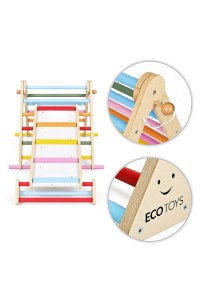 Drewniany plac zabaw dla dzieci zestaw wspinaczkowy Montessori drabinka równoważnia LUNA ECOTOYS