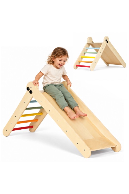 Drewniany plac zabaw dla dzieci zestaw wspinaczkowy Montessori drabinka z rampą HENRY ECOTOYS