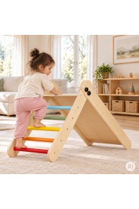 Drewniany plac zabaw dla dzieci zestaw wspinaczkowy Montessori drabinka z rampą HENRY ECOTOYS