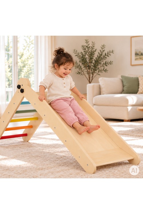Drewniany plac zabaw dla dzieci zestaw wspinaczkowy Montessori drabinka z rampą HENRY ECOTOYS