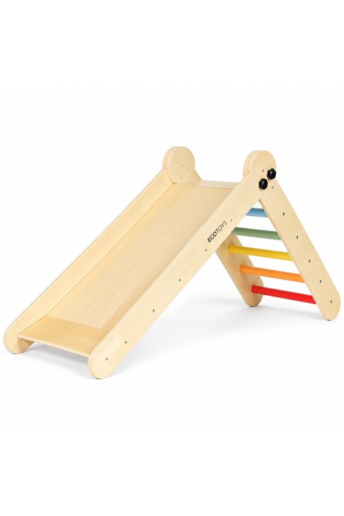 Drewniany plac zabaw dla dzieci zestaw wspinaczkowy Montessori drabinka z rampą HENRY ECOTOYS