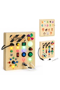 Drewniana tablica manipulacyjna interaktywna przełączniki światła LED ECOTOYS