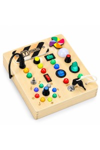 Drewniana tablica manipulacyjna interaktywna przełączniki światła LED ECOTOYS