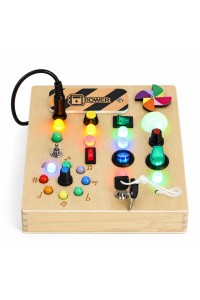 Drewniana tablica manipulacyjna interaktywna przełączniki światła LED ECOTOYS