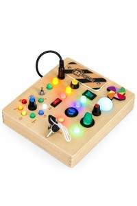Drewniana tablica manipulacyjna interaktywna przełączniki światła LED ECOTOYS